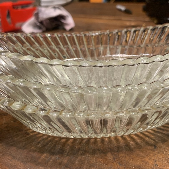 40’s-50’s 3 JEANETTE RIBBED DEPRESSION GLASS BANANA SPLIT DISHES - Picture 4 of 12